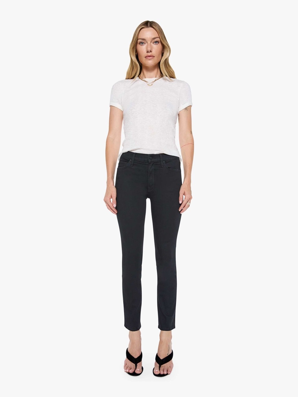 Mother Mid-Rise Dazzler Ankle Jeans in Black